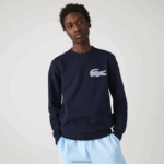Lacoste תוצרת צרפת סווטשירט צמר כותנה אורגנית DZ4D0D1181 כחול כהה 166 גברים - Image 2