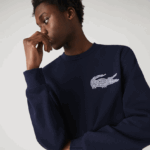 Lacoste תוצרת צרפת סווטשירט צמר כותנה אורגנית DZ4D0D1181 כחול כהה 166 גברים