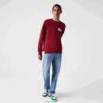 Lacoste תוצרת צרפת סווטשירט צמר כותנה אורגנית DZ4D0D1182 בורדו p41 גברים
