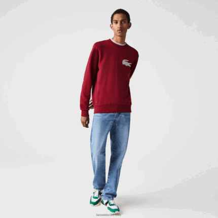 Lacoste תוצרת צרפת סווטשירט צמר כותנה אורגנית DZ4D0D1182 בורדו p41 גברים