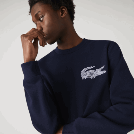 Lacoste תוצרת צרפת סווטשירט צמר כותנה אורגנית DZ4D0D1181 כחול כהה 166 גברים