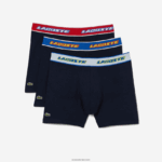 Lacoste תחתון בוקסר מותן בניגוד 3 חבילה DZ4D0D1565 כחול כהה אדום לבן כחול lnz גברים - Image 5