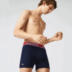 Lacoste תחתון בוקסר מותן בניגוד 3 חבילה DZ4D0D1565 כחול כהה אדום לבן כחול lnz גברים - Image 6