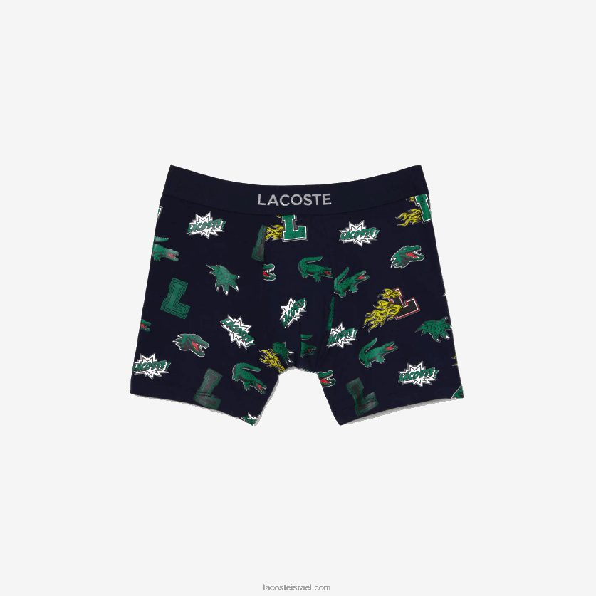 lacoste_d7aad797d7aad795d79f_d791d795d7a7d7a1d7a8_d79ed79bd795d7aad7a0d794_d790d795d7a8d792d7a0d799d7aa_dz4d0d1626_d79bd797d795.png Lacoste תחתון בוקסר מכותנה אורגנית DZ4D0D1626 כחול כהה לבן qrn גברים - Image 1
