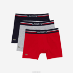 Lacoste תחתון כותנה ארוך במארז 3 DZ4D0D1420 כחול כהה אפור סיני אדום w34 גברים - Image 5