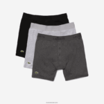Lacoste תחתון כותנה ארוך עם אותיות מותן 3-חבילה DZ4D0D1359 שחור אפור chine vfu גברים - Image 4