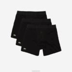 Lacoste תחתון כותנה ארוך עם אותיות מותן 3-חבילה DZ4D0D1358 שחור 031 גברים