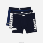 Lacoste תחתון כותנה מותן מותן תנין ארוך חבילה DZ4D0D1369 לבן אפור סיני כחול כהה שחור גברים - Image 5