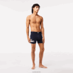 Lacoste תחתון כותנה מותן מותן תנין ארוך חבילה DZ4D0D1369 לבן אפור סיני כחול כהה שחור גברים