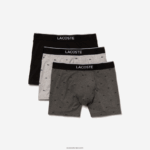 Lacoste תחתון כותנה ממותג מותן ארוך מתיחה תחתון 3 חבילה DZ4D0D1429 שחור אפור chine vdp גברים - Image 5