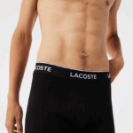 Lacoste תחתון כותנה מתיחה ארוכה חבילה 3 DZ4D0D1433 שחור לבן אפור chine nua גברים - Image 4