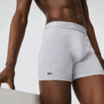 Lacoste תחתון כותנה מתיחה ארוכה חבילה 3 DZ4D0D1433 שחור לבן אפור chine nua גברים - Image 7