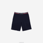 Lacoste תחתוני בוקסר ארוכים עם פסים DZ4D0D1376 כחול כהה 166 גברים - Image 5