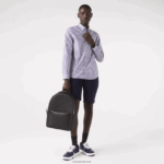 Lacoste תיק גב מעור תפור מאט שאנטאקו DZ4D0D2022 שחור 000 גברים
