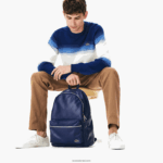 Lacoste תיק גב עם רוכסן בהדפס חתימה חי DZ4D0D2047 כחול עומק e62 גברים