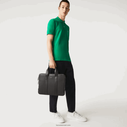 Lacoste תיק מחשב דק במיוחד מעור chantaco פיקה DZ4D0D2074 שחור 000 גברים