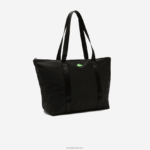 Lacoste תיק קניות בד של izzie עם ידיות פסים גדולות DZ4D0D2822 noir vert fluo k03 נשים - Image 3