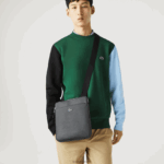 Lacoste תיק רוכסן שטוח מעור chantaco מט פיקה DZ4D0D2039 שחור 000 גברים