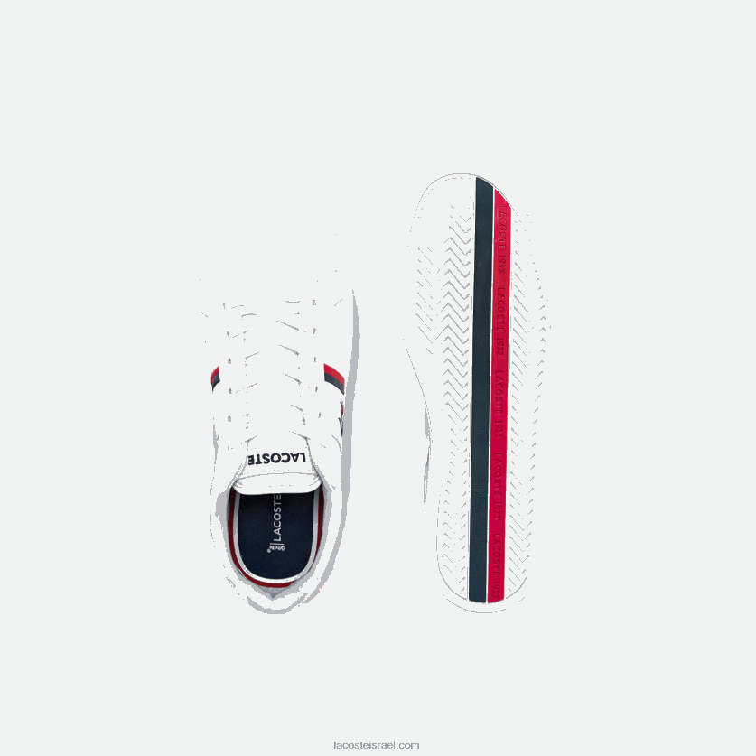 Lacoste europa tricolore עור ונעלי ספורט סינתטיות DZ4D0D1876 לבן/צי ואדום 407 גברים - Image 3