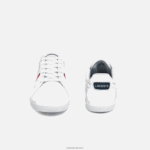 Lacoste europa tricolore עור ונעלי ספורט סינתטיות DZ4D0D1876 לבן/צי ואדום 407 גברים - Image 4
