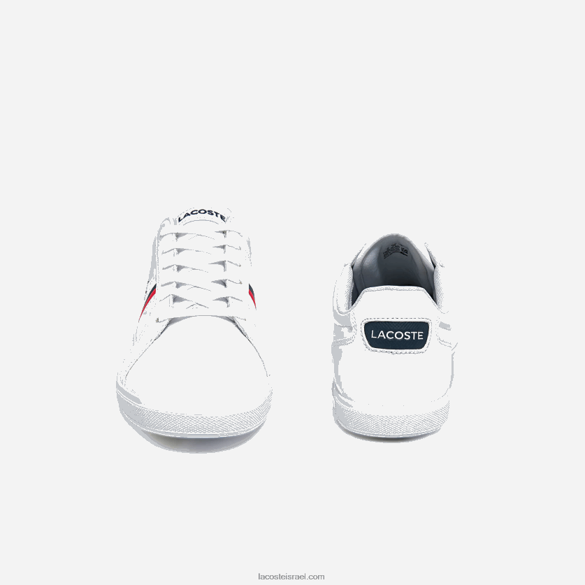 Lacoste europa tricolore עור ונעלי ספורט סינתטיות DZ4D0D1876 לבן/צי ואדום 407 גברים - Image 4