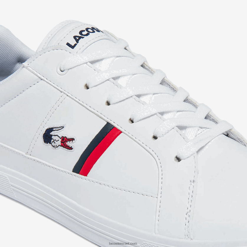 Lacoste europa tricolore עור ונעלי ספורט סינתטיות DZ4D0D1876 לבן/צי ואדום 407 גברים - Image 5