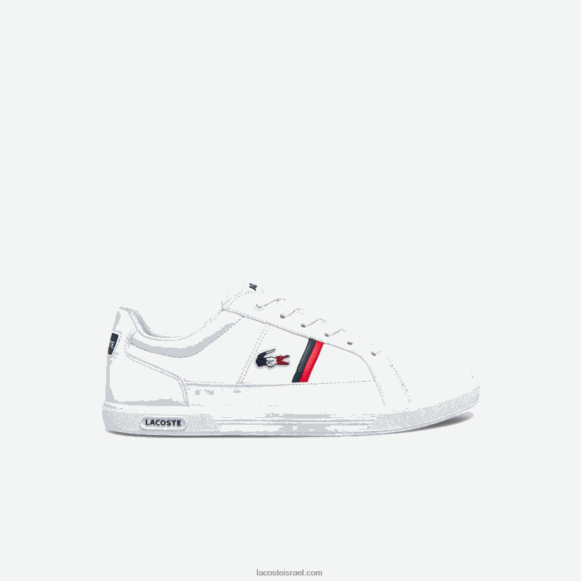 Lacoste europa tricolore עור ונעלי ספורט סינתטיות DZ4D0D1876 לבן/צי ואדום 407 גברים - Image 1