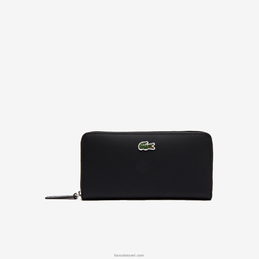 Lacoste l.12.12 קונספט petit pique 12 כרטיסים ארנק רוכסן DZ4D0D2813 שחור 000 נשים - Image 1