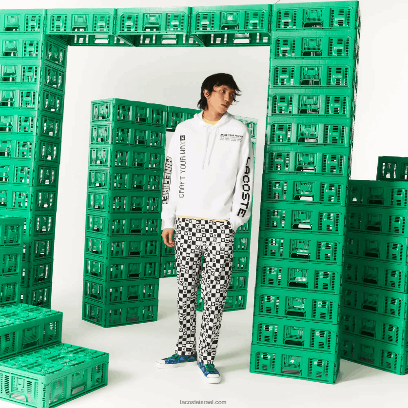 Lacoste live x minecraft קפוצ'ון צמר משוחרר DZ4D0D1165 לבן 001 גברים - Image 2