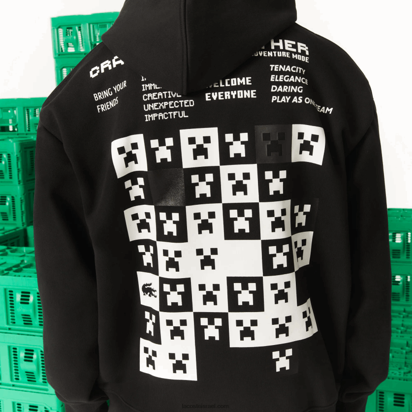 Lacoste live x minecraft קפוצ'ון צמר משוחרר DZ4D0D1166 שחור 031 גברים - Image 3