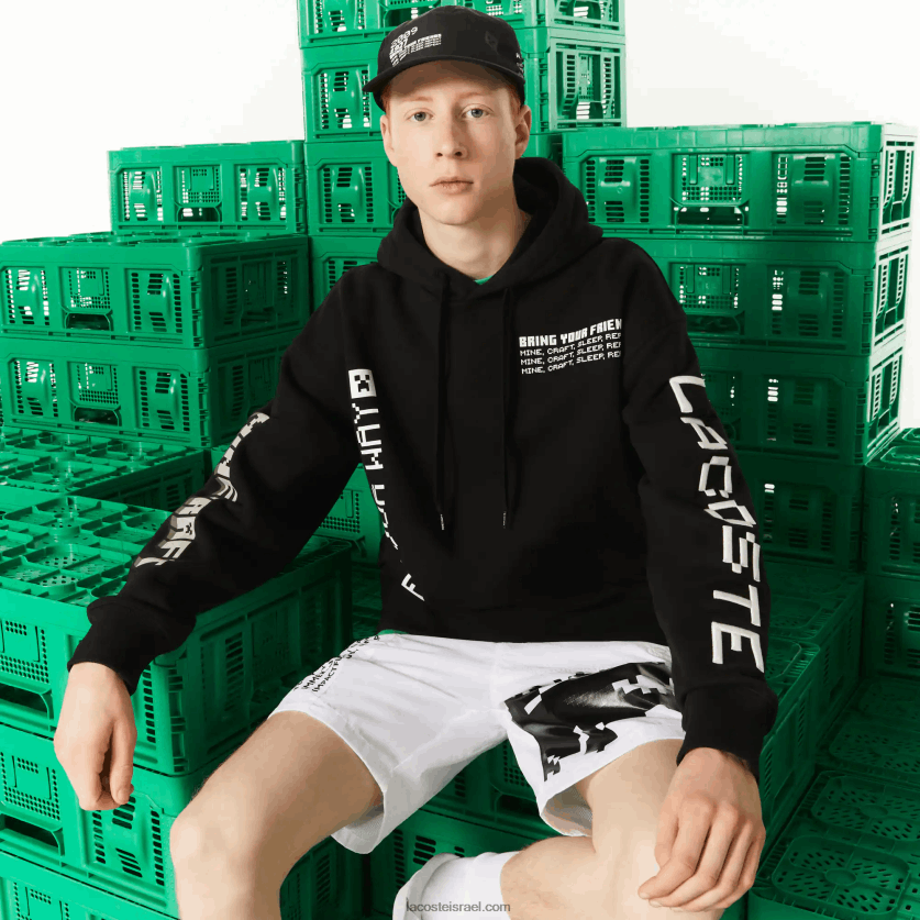 Lacoste live x minecraft קפוצ'ון צמר משוחרר DZ4D0D1166 שחור 031 גברים - Image 1
