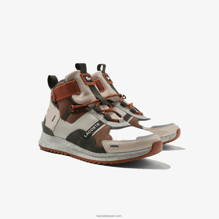 Lacoste run breaker נעלי חוץ בצבע עור DZ4D0D1793 חום לבן 2c3 גברים - Image 2