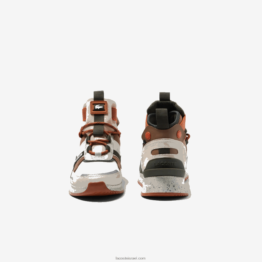 Lacoste run breaker נעלי חוץ בצבע עור DZ4D0D1793 חום לבן 2c3 גברים - Image 5