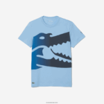 Lacoste sport novak djokovic croco כותנה אורגנית חולצת טריקו DZ4D0D872 כחול hbp גברים - Image 3