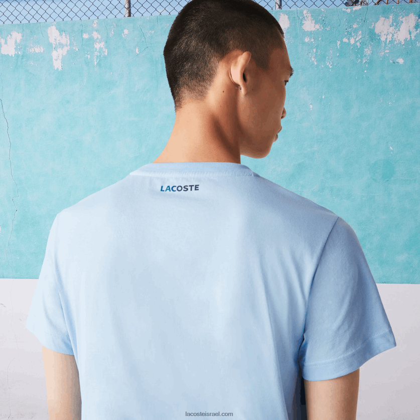 Lacoste sport novak djokovic croco כותנה אורגנית חולצת טריקו DZ4D0D872 כחול hbp גברים - Image 4