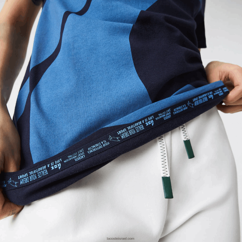 Lacoste sport x theo curin חולצת טריקו גרפית מג'רזי DZ4D0D944 כחול כהה לבן vll נשים - Image 7