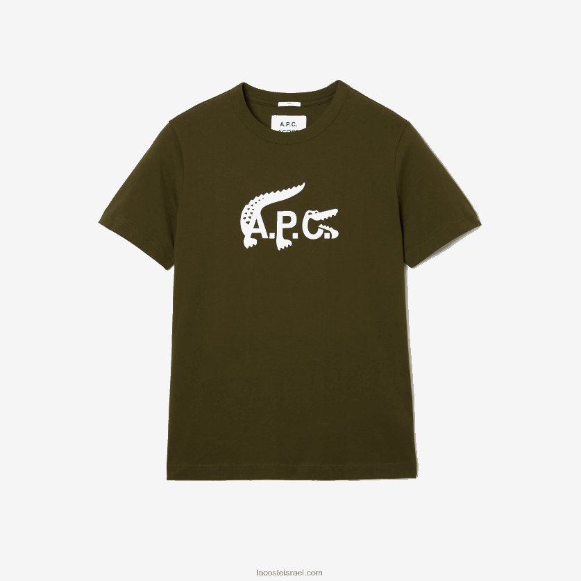 lacoste x a.p.c. חולצת טריקו ג'רסי DZ4D0D925 ירוק חאקי wtw נשים - Image 1