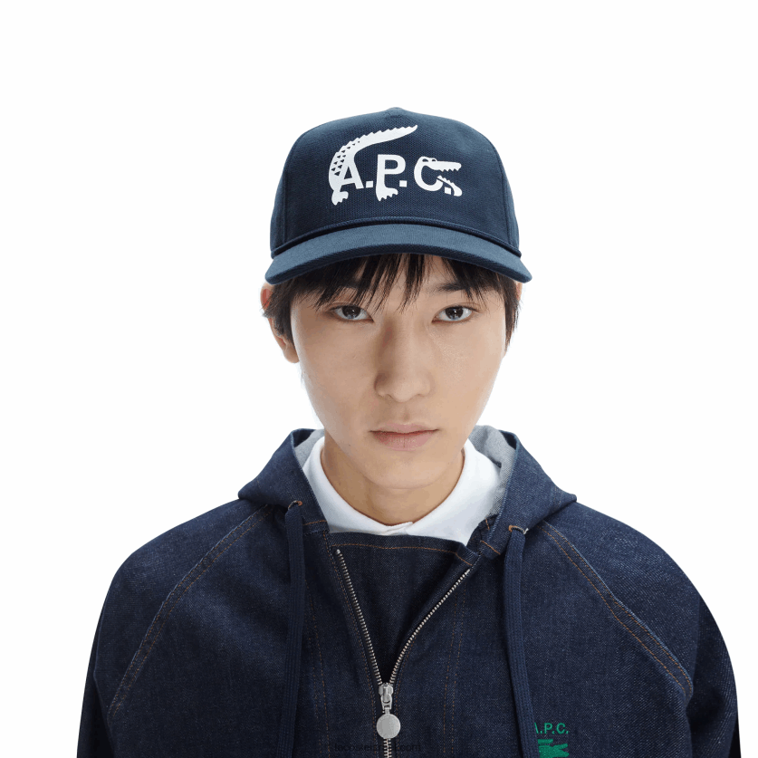 lacoste x a.p.c. כובע כותנה אורגנית DZ4D0D2343 כחול wgh גברים - Image 3