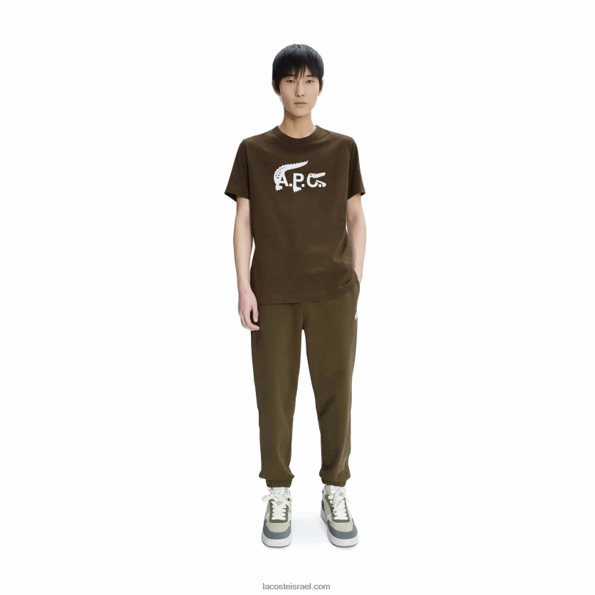 lacoste x a.p.c. מכנסי טרנינג צמר כותנה DZ4D0D1196 ירוק חאקי wtw גברים - Image 1