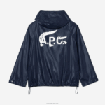 lacoste x a.p.c. מעיל ברדס ניילון עמיד במים DZ4D0D1310 כחול wgh גברים - Image 2