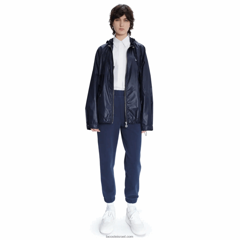 lacoste x a.p.c. מעיל ברדס ניילון עמיד במים DZ4D0D1310 כחול wgh גברים - Image 6