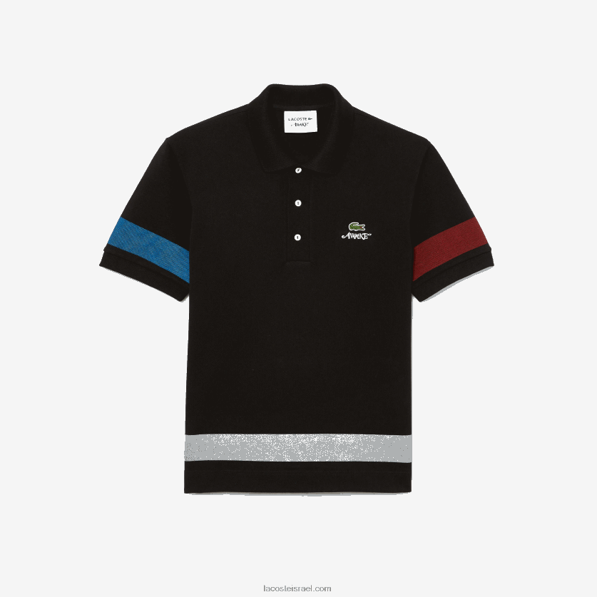 lacoste x awake ny color-block כותנה פיקה פולו DZ4D0D899 שחור 031 גברים - Image 1